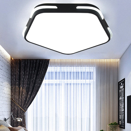 Simple Acrylic Pentagon Ceiling Light For Living Room Flush Mount Black / 16 White
