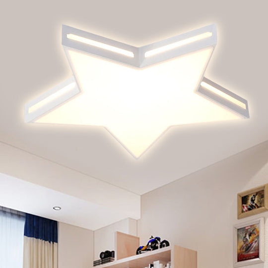 Modern White Star Led Ceiling Lamp For Boys Bedroom / A