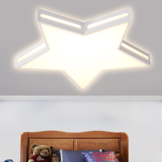 Modern White Star Led Ceiling Lamp For Boys Bedroom