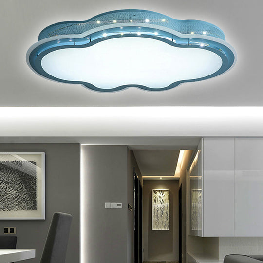 Cloud - Themed Led Flush Mount Ceiling Light For Kindergarten Blue / 21.5’ White