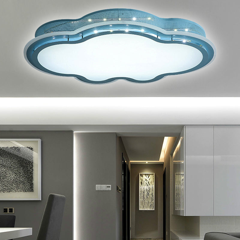 Cloud-Themed Led Flush Mount Ceiling Light For Kindergarten Blue / 21.5 White