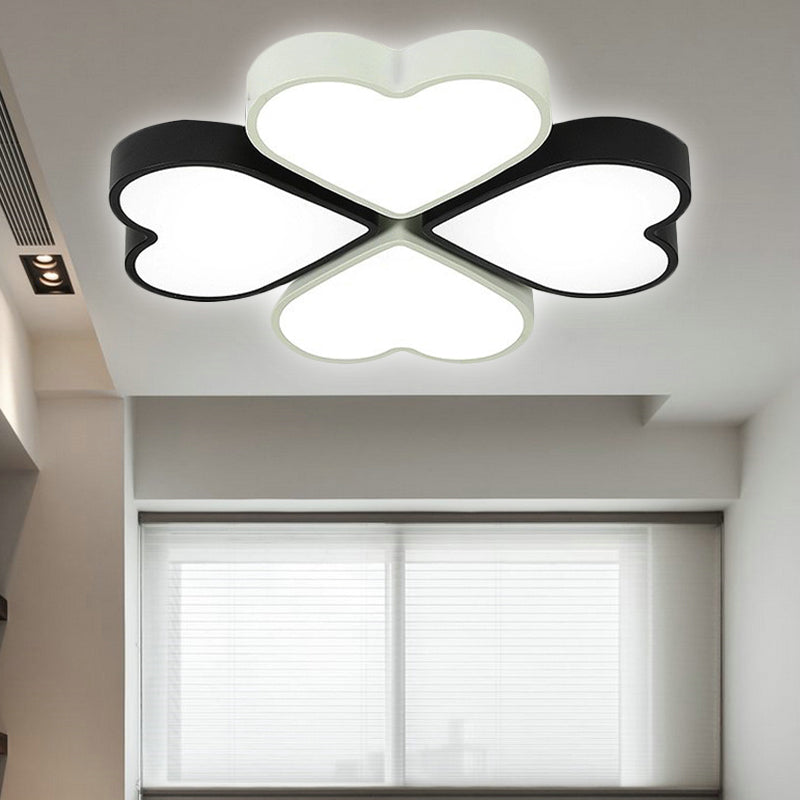 Kids’ Designer Heart Flush Mount Ceiling Light With Acrylic Fixture - Ideal For Bedrooms Black -
