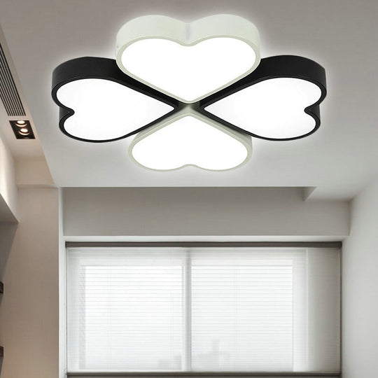 Kids’ Designer Heart Flush Mount Ceiling Light With Acrylic Fixture - Ideal For Bedrooms Black -