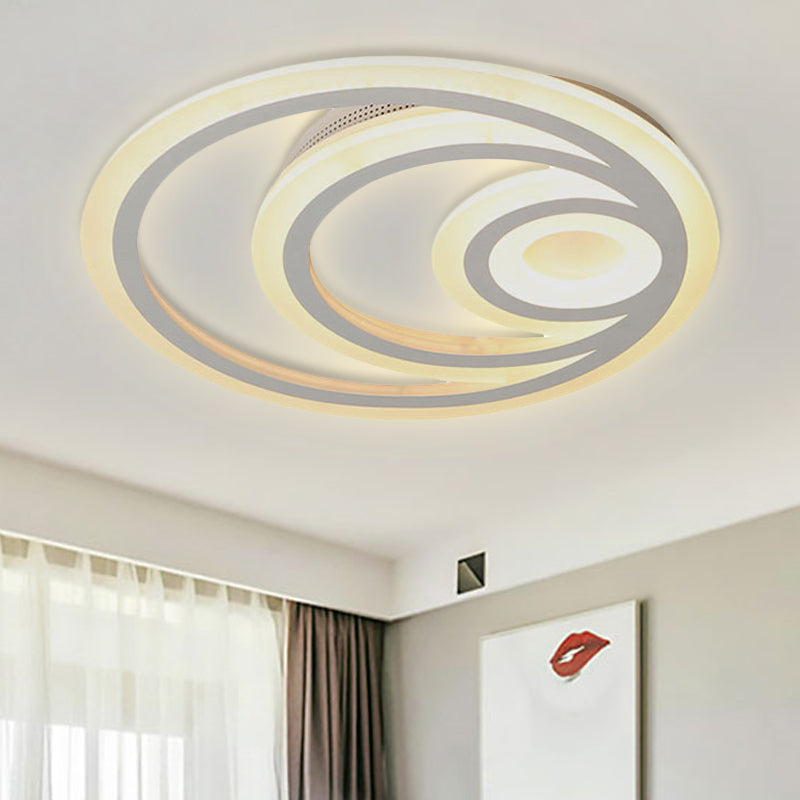 Modern White Round Flush Mount Ceiling Light For Kindergarten - Chic Acrylic Fixture / 16 Warm