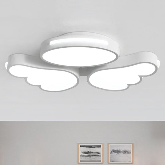 Art Deco Acrylic Flush Mount Ceiling Light - White Angel Design For Kid’s Bedroom /