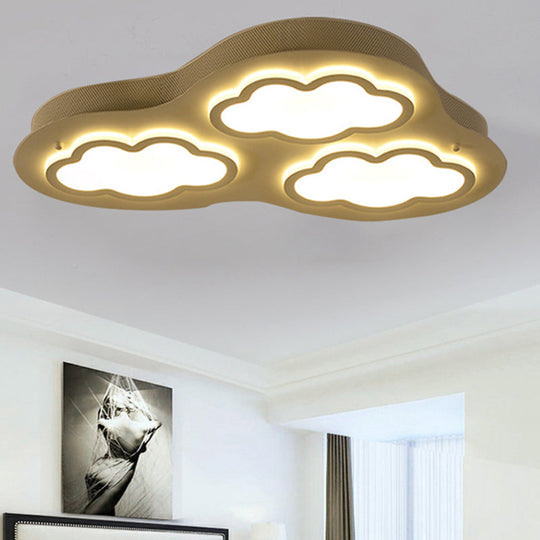 Cloudy Cartoon Led Ceiling Light For Kindergarten In White Acrylic Flush Mount 3 / Warm