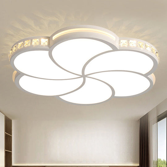 Blossom Flush Mount Ceiling Light Fixture For Living Room - Elegant Acrylic Art Deco Design White /
