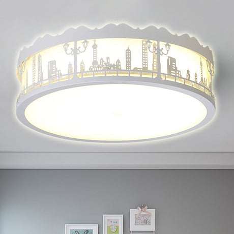 Modern White Circle Ceiling Light Fixture For Nursing Room / 16.5