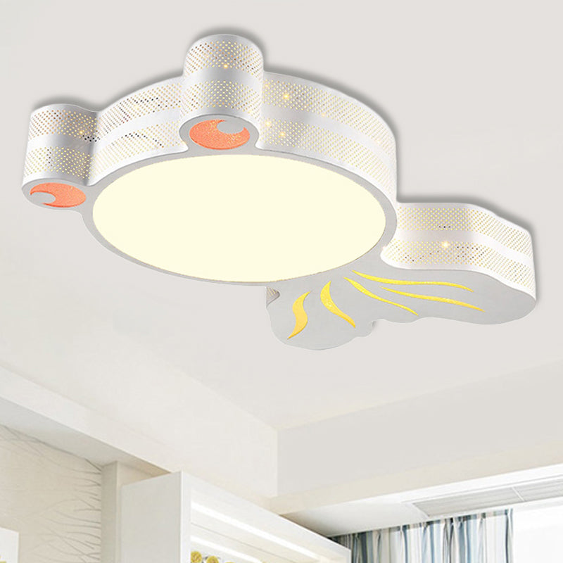 Contemporary Acrylic Kindergarten Fish Flush Ceiling Light Fixture White /