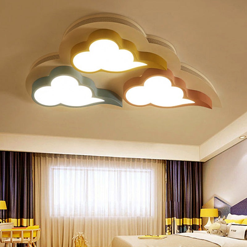 Cloud-Themed Kindergarten Flush Ceiling Light Fixture: Acrylic Cartoon Multi-Color Design