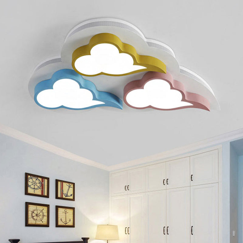 Cloud - Themed Kindergarten Flush Ceiling Light Fixture: Acrylic Cartoon Multi - Color Design