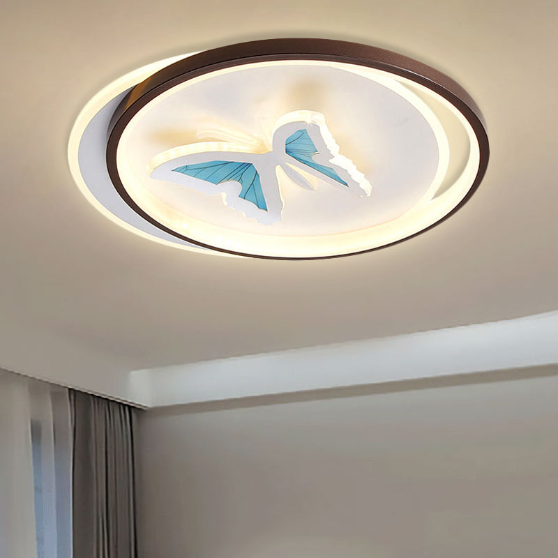 Blue Acrylic Butterfly Ceiling Lamp - Modern Contemporary Flush Mount Light