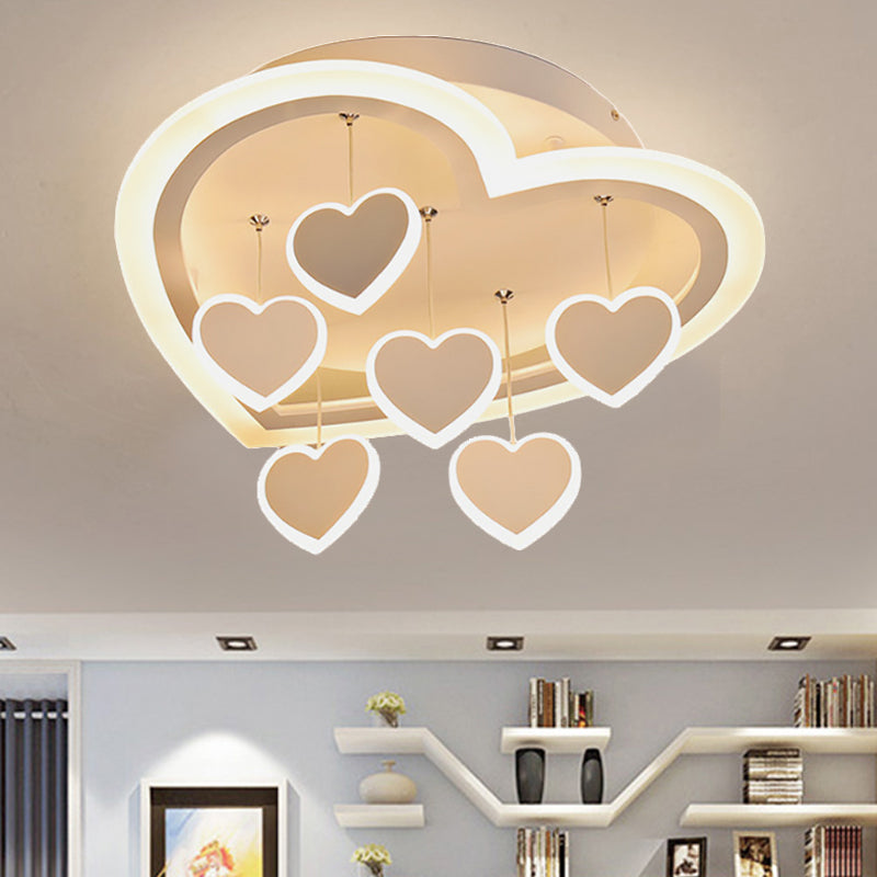Art Deco Acrylic White Heart - Shaped Flush Mount Ceiling Light For Study Room