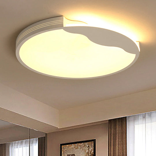 Modern White Led Flush Mount Ceiling Light Fixture With Acrylic Shade Warm/White Lighting 16/19.5