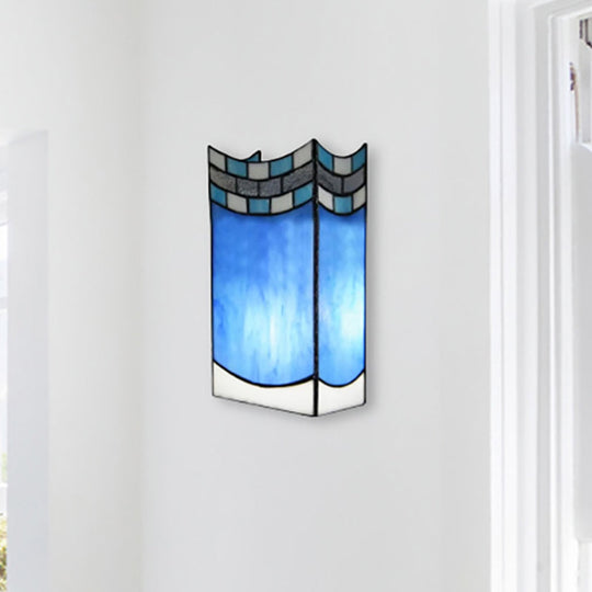 Stained Glass Tiffany Wall Sconce Light: Perfect For Living Room Décor Blue / Long Column