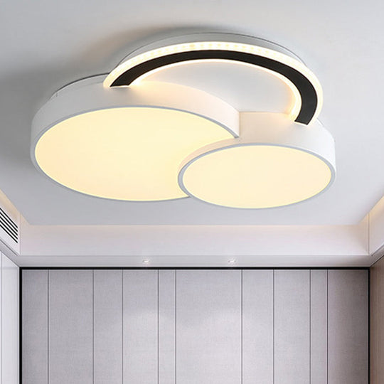 Modern Half-Circle Flush Mount Led Ceiling Lamp - Foyer Round White Acrylic / 18 Warm