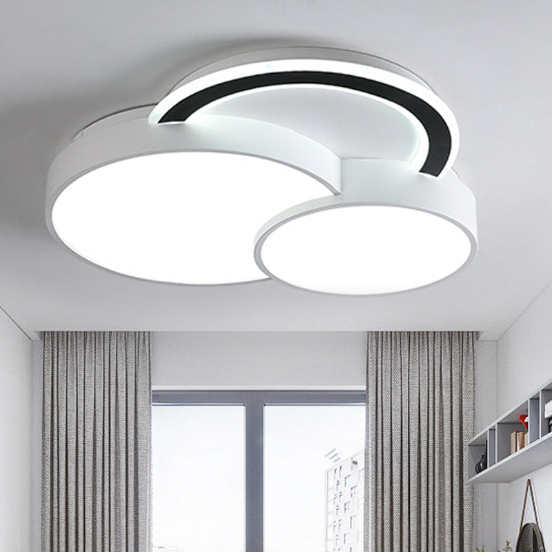 Modern Half-Circle Flush Mount Led Ceiling Lamp - Foyer Round White Acrylic / 18