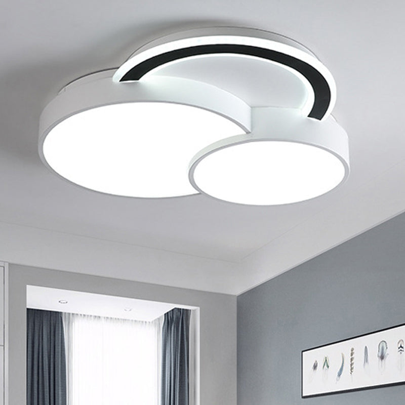 Modern Half - Circle Flush Mount Led Ceiling Lamp - Foyer Round White Acrylic
