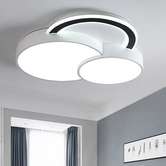 Modern Half-Circle Flush Mount Led Ceiling Lamp - Foyer Round White Acrylic