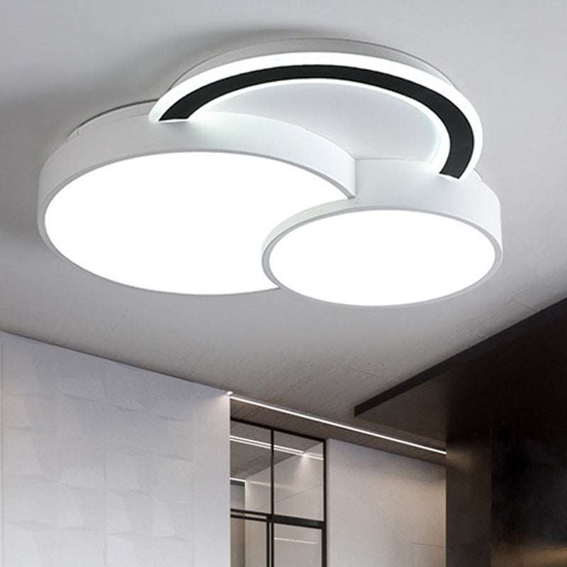 Modern Half - Circle Flush Mount Led Ceiling Lamp - Foyer Round White Acrylic