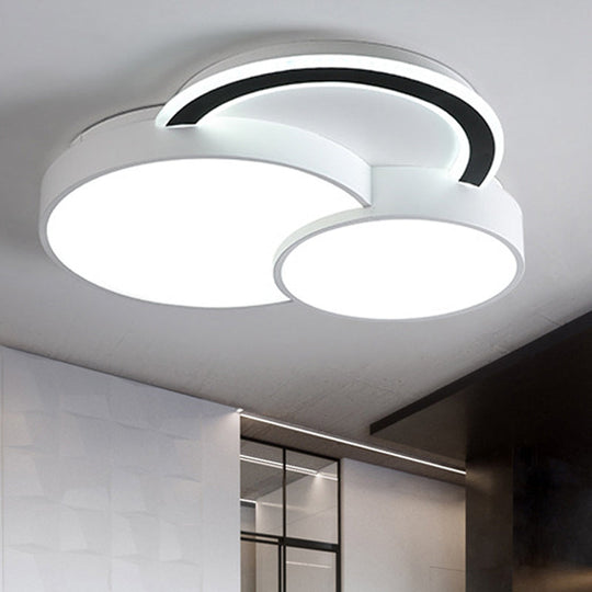 Modern Half - Circle Flush Mount Led Ceiling Lamp - Foyer Round White Acrylic