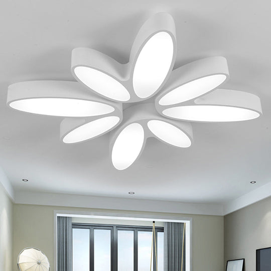 Creative Acrylic Ceiling Lamp For Childs Bedroom - White 8-Petal Blossom Design / 27