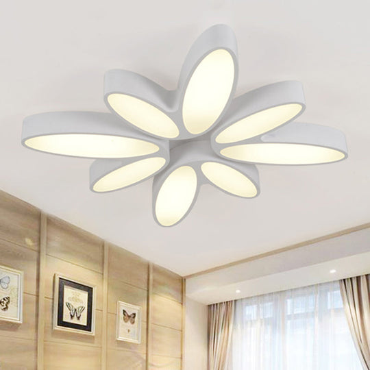 Creative Acrylic Ceiling Lamp For Childs Bedroom - White 8-Petal Blossom Design / 27 Warm
