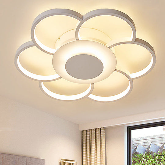 Modern Acrylic Blossom Led Ceiling Light In White For Kids Bedroom - Flush Mount Fixture