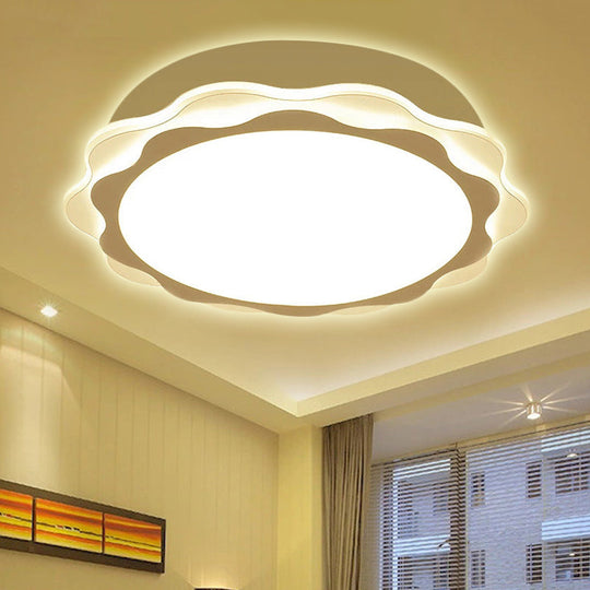 Petite Slim Petal Blossom Flush Led Ceiling Light: Acrylic White Lamp For Kindergarten /