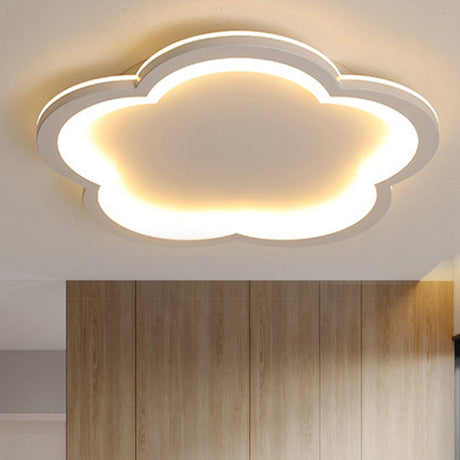 White Acrylic Flower Led Flush Mount Ceiling Lamp - Perfect For Kids Bedroom / 10 Warm