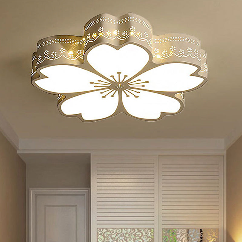White Etched Petal Metal Ceiling Light For Kids’ Bedroom Or Bathroom / A