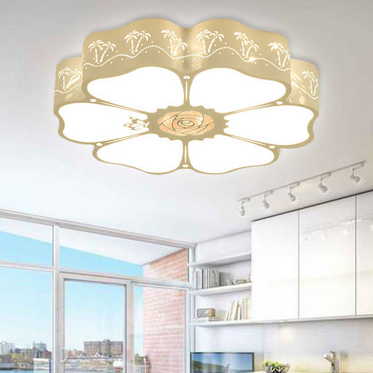 White Etched Petal Metal Ceiling Light For Kids’ Bedroom Or Bathroom