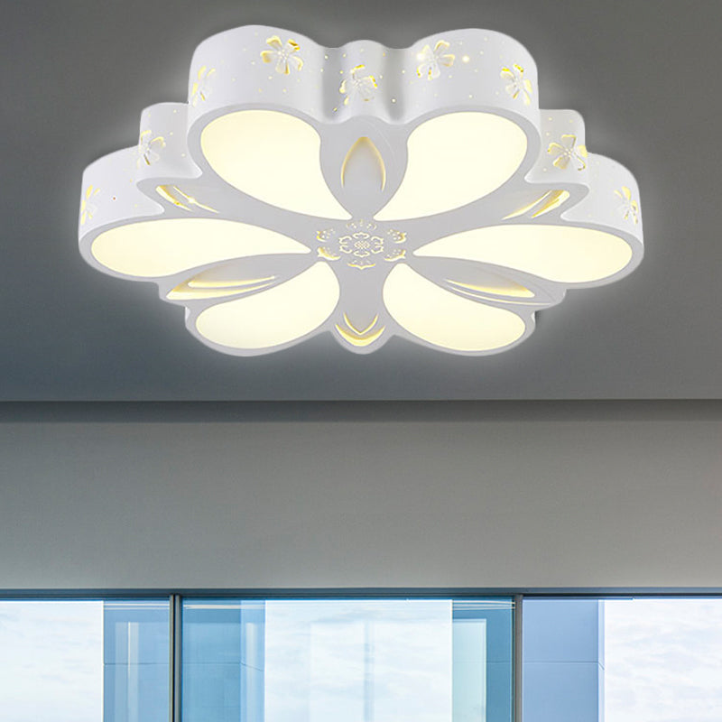 White Etched Petal Metal Ceiling Light For Kids Bedroom Or Bathroom / C