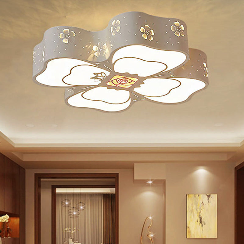 White Etched Petal Metal Ceiling Light For Kids Bedroom Or Bathroom / E