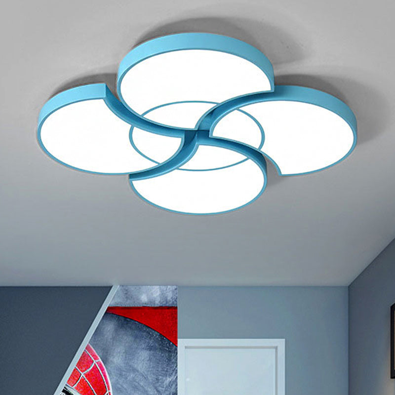 Floral Flush Ceiling Light For Kids Spaces - Metal And Acrylic Lamp Kindergarten Corridor