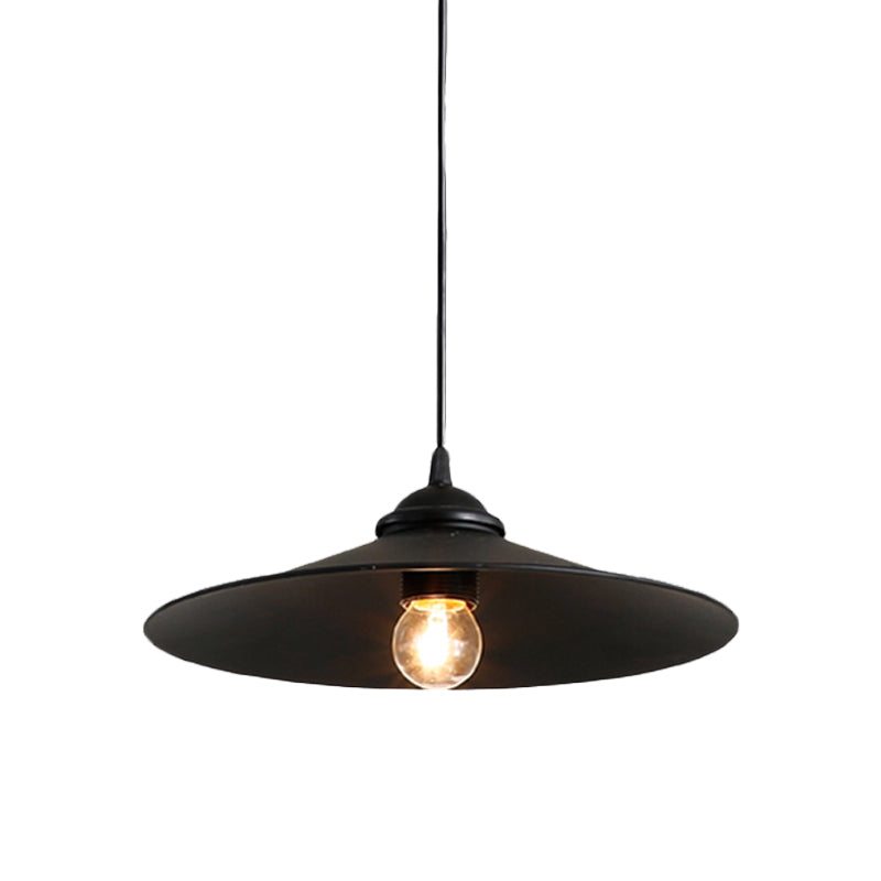 Vintage Style Black Metal Pendant Light With Flared Shade For Bar - 1 Head Ceiling Fixture