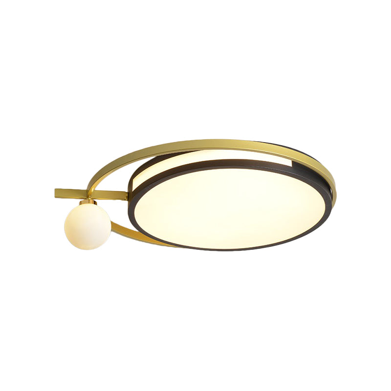 Led Round Flush Light With Nordic Acrylic Globe Shade In Black/Grey