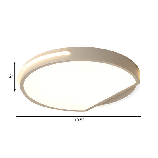 Simple Metal Flushmount Ceiling Light In Warm/White: 16’/19.5’ Wide Round Design