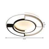 Modernism Ring Flushmount Light With Frosted Diffuser - Metallic Black And White Led Ceiling