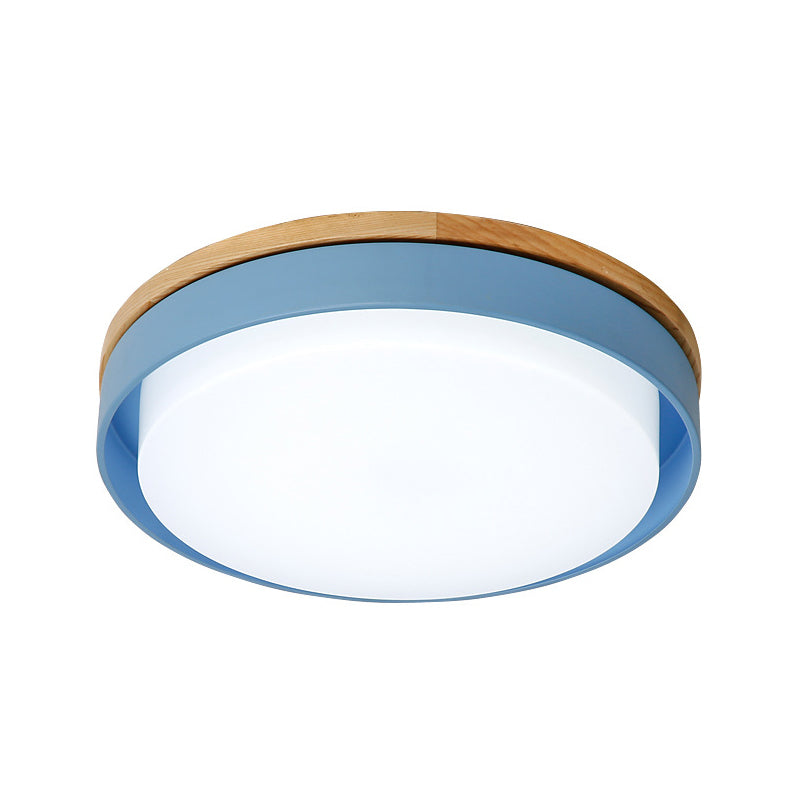 Nordic Macaron Metal Led Ceiling Flushmount - Blue/White/Yellow Acrylic Shade 12’/18.5’ Wide