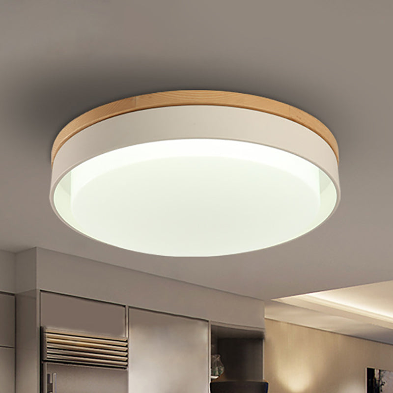 Nordic Macaron Metal Led Ceiling Flushmount - Blue/White/Yellow Acrylic Shade 12/18.5 Wide White /