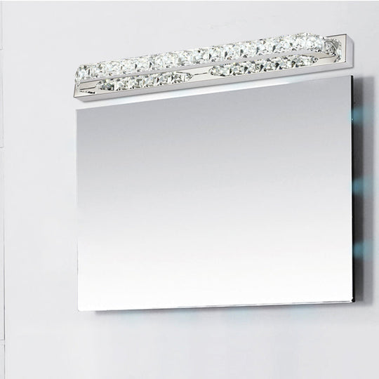 Contemporary Led Bathroom Vanity Wall Light With Clear/Champagne Crystal - 16/22 Width Warm/White