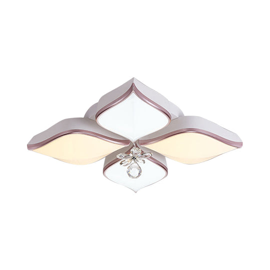 Modern 24.5’/25.5’ Flush Mount Led Light With Clear Crystal Accent In Warm/White Petal Design
