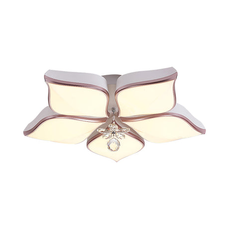 Modern 24.5/25.5 Flush Mount Led Light With Clear Crystal Accent In Warm/White Petal Design