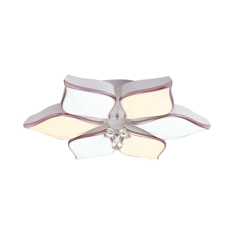 Modern 24.5’/25.5’ Flush Mount Led Light With Clear Crystal Accent In Warm/White Petal Design