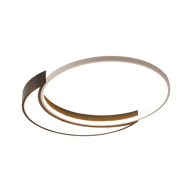 Modern Black And White Metal Shade Ceiling Flush Light - Warm/White Led 19.5’/27’ Wide