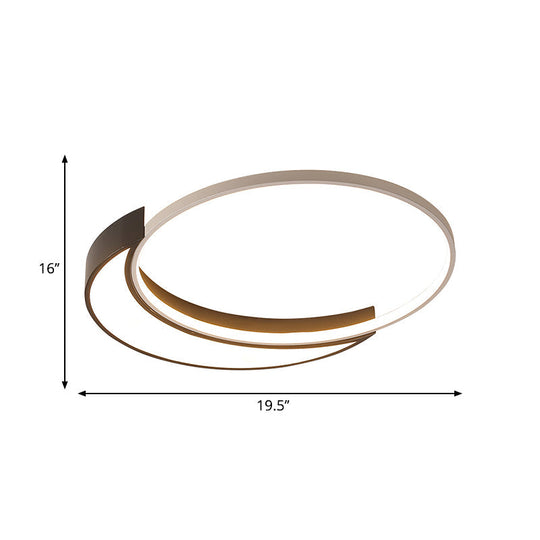 Modern Black And White Metal Shade Ceiling Flush Light - Warm/White Led 19.5’/27’ Wide