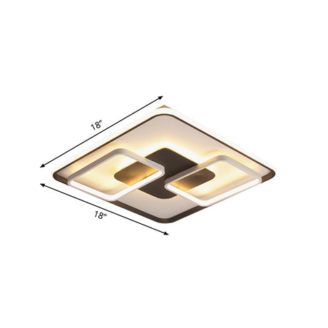 Modern Black And White Geometric Led Flushmount Living Room Light - Warm/White Multiple Sizes