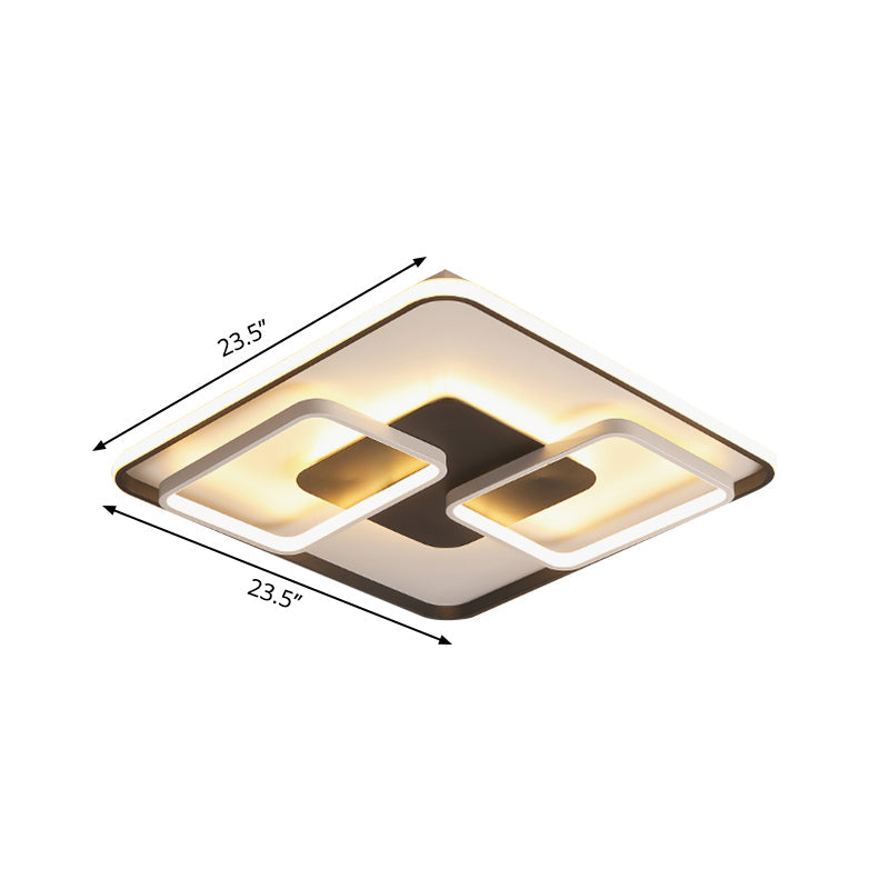 Modern Black And White Geometric Led Flushmount Living Room Light - Warm/White Multiple Sizes