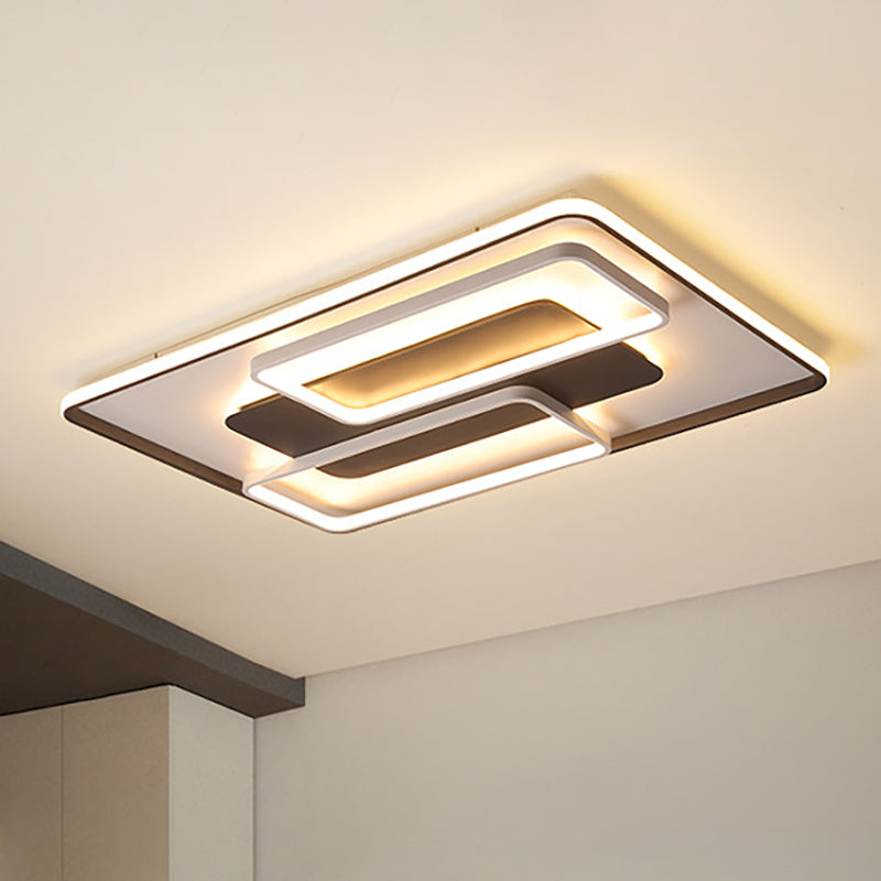 Modern Black And White Geometric Led Flushmount Living Room Light - Warm/White Multiple Sizes